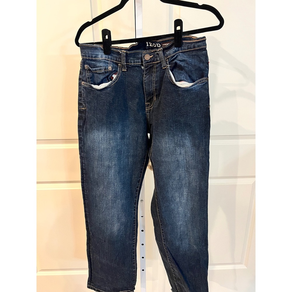 IZOD Mens Relaxed Fit Comfort Stretch Dark Wash Blue Jeans 32x30 RN110237